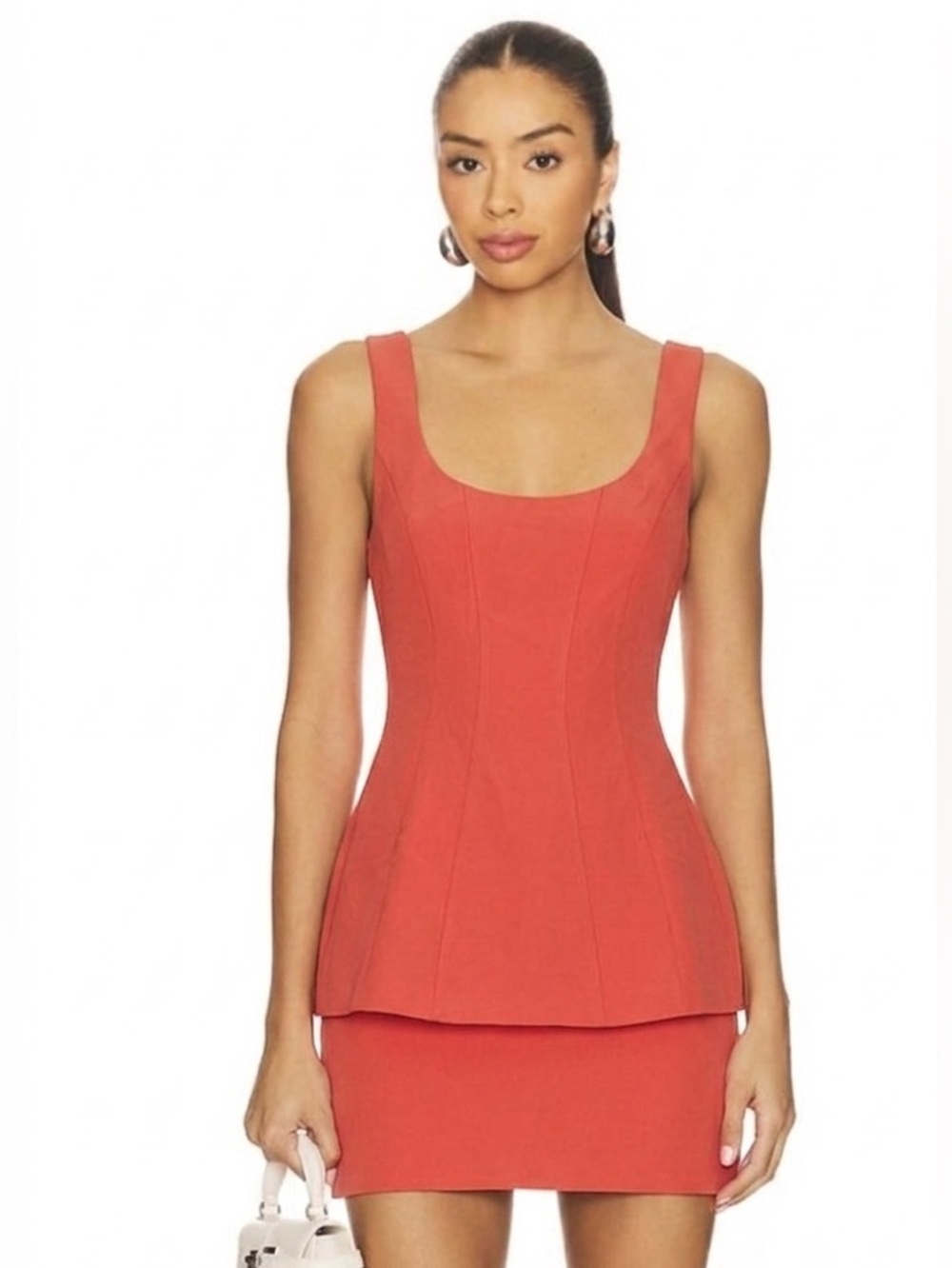 Amanda Uprichard Revolve Sz M Empire Orange Structured Mini Dress